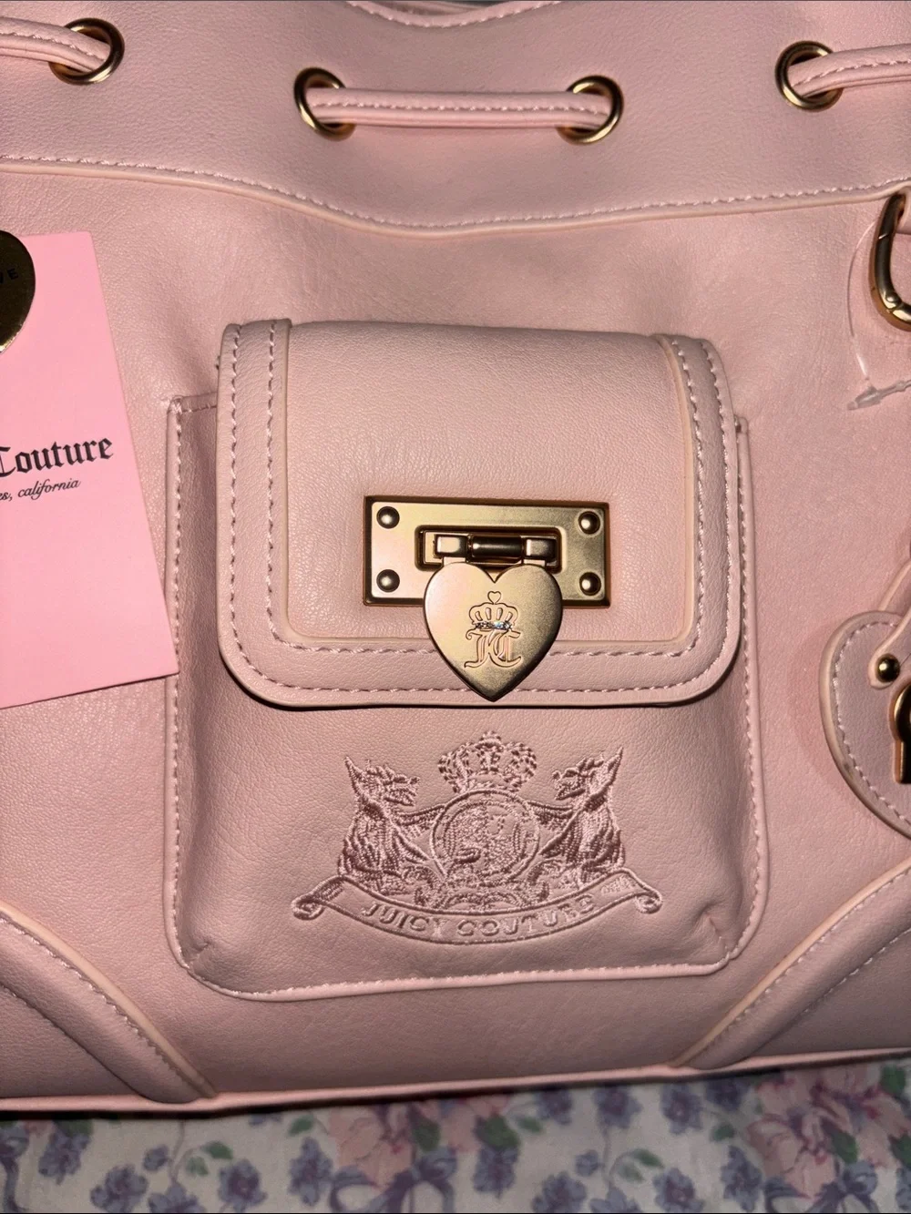 Juicy Couture Blush Pink Bow-Accented Tote with Charm Hardware